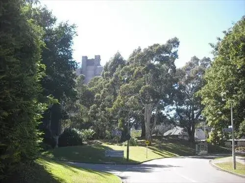 緑に囲まれたキャンパスのカンタベリー大学の敷地内