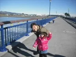 ニュージーランド ワーホリホームステイゲストとニューブライトンの桟橋にて